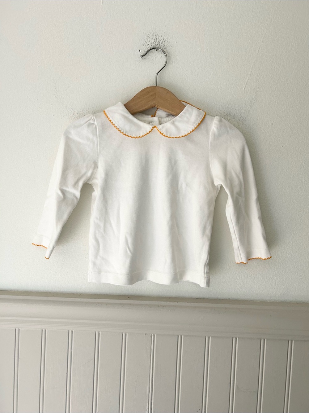Gymboree Girls White Ribbed Peter Pan Collar Top 12-18 Months